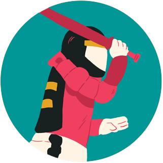 A law enforcement agent in pink riot gear holding a stick